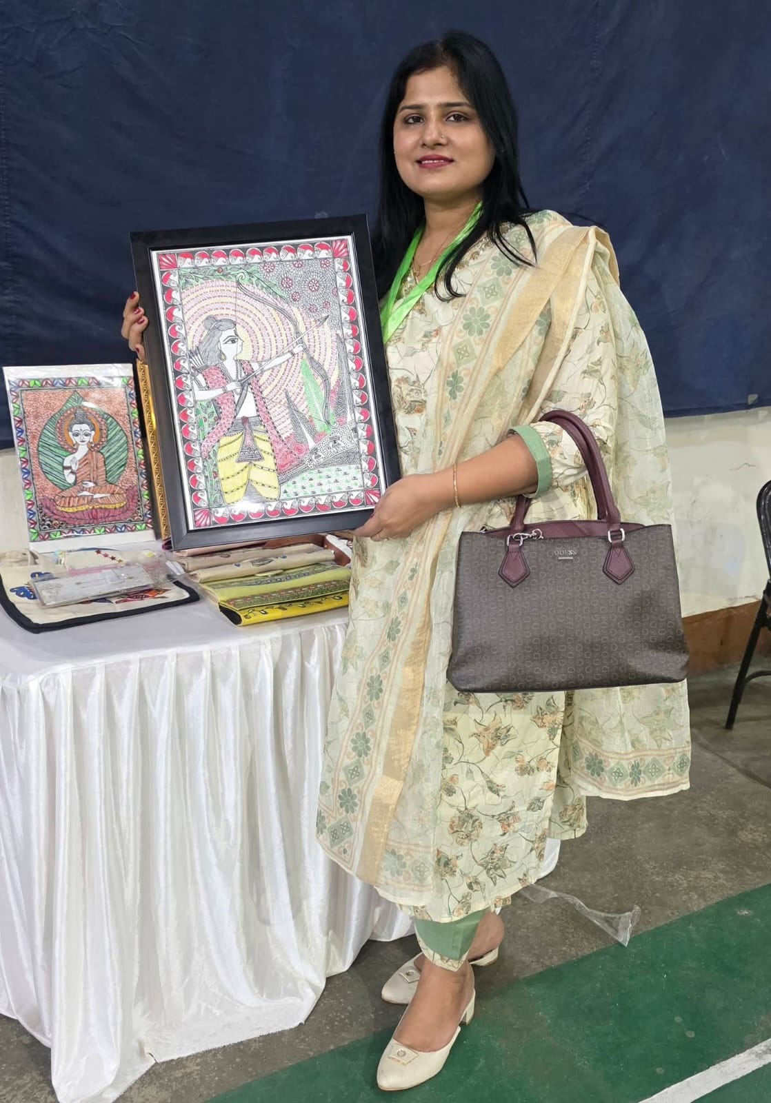 Neeshu Jha, Founder of Mithila Kaaj, at her art gallery